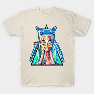 abstract rinna with blue monster T-Shirt